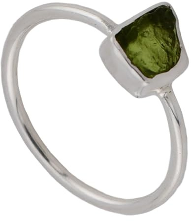 I-be, Turmalin Edelstein Ring grün naturbelassen 925 Sterling Silber, 1080ROH grün (60)