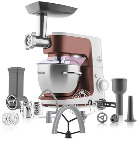 ETA Gratussino III Elements Küchenmaschine I 1200 W I 4,5 L Edelstahlschüssel I Planetenrührwerk I Fleischwolf I Rühr- & Schneidzubehör I stufenlose Geschwindigkeitsregelung I Terrakotta