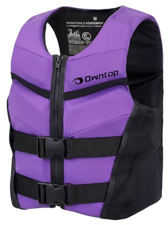 Owntop Schwimmhilfe für Jugend Kinder, verstellbare Auftriebsweste Unisex, Schwimmweste mit Sicherheitsverschlüsse zum SUP Kajakfahren Angeln Segeln - Lila L