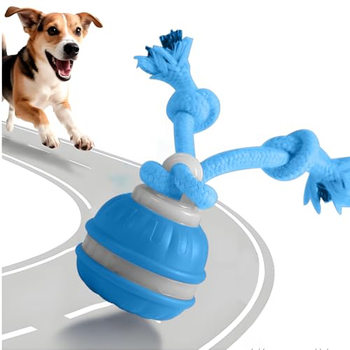Supore Interaktives Hundespielzeug Ball, Elektrisch Hundeball mit Schnur, Interaktiv Intelligenz Hundespielzeug 3 Spielmodi Automatischer Moving Spielball Dog Toys für Welpen Kleine Medium (Blau)