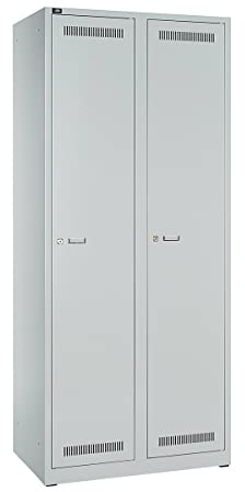 BISLEY Light Garderobenschrank 2 Abteile 400, Metall, 245 Lichtgrau, 50 x 80 x 185 cm