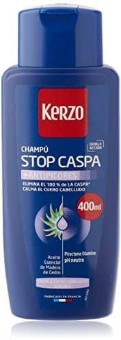 Kerzo - Champú Stop Caspa - Antipicores - Elimina el 100% de la Caspa y Calma el Cuero Cabelludo, con Aceite Esencial de Madera de Cedro, Blanco, 1.2 Litros, Pack de 3
