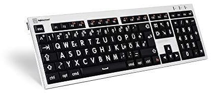 LogicKeyboard LKB-LPRNTWB-CWMU-DE Tastatur, XLPrint on ALBA DE (Apple Mac) Silber/Schwarz/Weiß