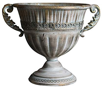 zenggp Vase en Métal Style Romain Jardinières Pots Rond Circulaire Pots De Fleurs Romaines Bronze,G+Height24.5cm