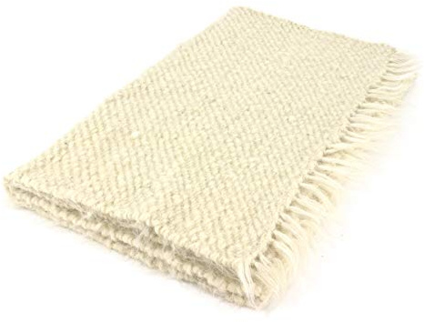 Vehi Mercatus Handgewebte Wolldecke (Weiß, 70 x 150 cm)