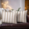 Encasa XO Kissenbezüge 2 Stück (30x50 cm) - Franca Beige Stripes - Weiche Baumwolle Leinwand Ungefärbt Rechteckige Kissenbezug Bunte Dekorative für Wohnzimmer Schlafzimmer Sofa Waschbar