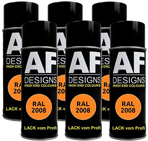 6 X RAL vernice spray per auto, vernice colorata RAL 2008 arancione chiaro lucido