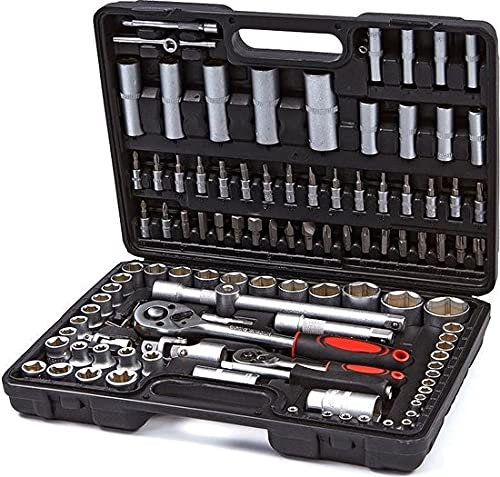 JOMAFA Estuche de herramientas 1/4 y 1/2 carracas, llaves, vasos, puntas, adaptadores 108 piezas