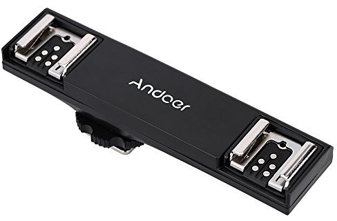 Andoer Dual-Blitzschuh Flash Light Speedlite Bracket Splitter für Canon 7DII 70D 5DR 5DRS 5DIII 6D DSLR Kamera Camcorder