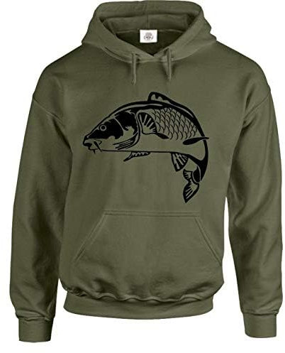 Darkwear KOI Pêche à la carpe Cadeaux pour hommes Pêcheurs Vêtements à capuche, vert militaire, L