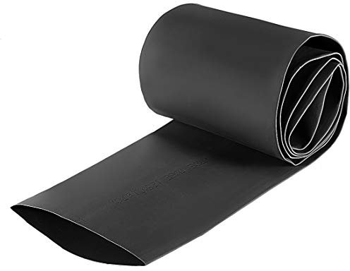 sourcing map Heat Shrink Tubing, 70mm Dia 113mm Flat Width 2:1 rate Shrinkable Tube Cable Sleeve 1m - Black