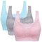 Vertvie Womens Strech Ohne Buegel Push up Yoga Sports BH Bra Top Set Fuer Fitnesstraining Polsterung 3er Pack(EU XL/Tag XXL,Hellgrau+Rosa+Blau)
