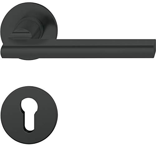 FSB Türbeschlag 1035 | Türgriff auf Flachrosette PZ, 38-42 | Aluminium schwarz