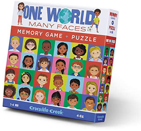 Crocodile Creek 3877523 48 pcs Memory Game/One World, Many Faces Puzzles, bunt