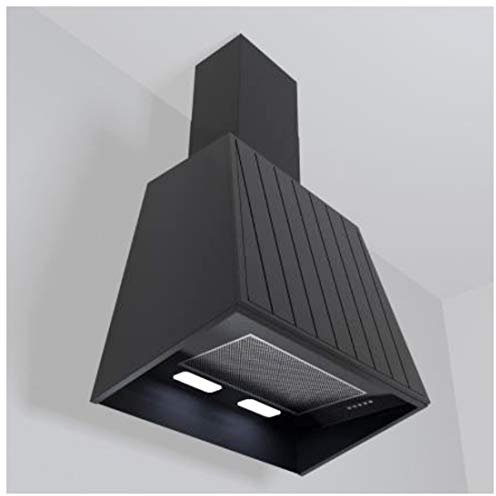 KDesign Hotte murale moderne modèle Mask Metal Dogata 80 cm noir mat avec moteur 600 m3/h, filtres en carbone, éclairage LED, design 100 % fabriqué en Italie