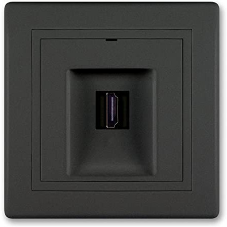 ALING-CONEL | PRESTIGE-Line | Unterputz-HDMI/HDMI Anschlussdose 1-fach | für Installationsdose ø 60mm | Keystone | inkl.Rahmen (komplett) | Schwarz Soft Touch