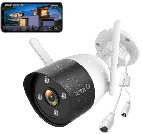 Tenda Telecamera Wi-Fi Esterno, 1080P Videocamera Sorveglianza Esterno con Visione Notturna a Colori 30m, Audio Bidirezionale, Rilevamento di Movimento e Persone, Compatibile con Alexa, CT3