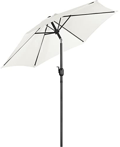 Yaheetech Garden Parasol Umbrella 2.3M Patio Table Umbrella Outdoor Sun Shade for Garden with Crank Handle & 6 Metal Ribs for Backyard/Deck - Cream