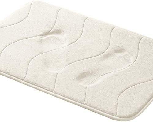 Memory Foam Badematte, Ultraweicher, Rutschfester Und Saugfähiger Badezimmerteppich, Maschinenwaschbar, Bequem, Dicker Badeteppich Für Badezimmerboden, Badewanne Und Dusche (120 x 43 cm,Elfenbein)