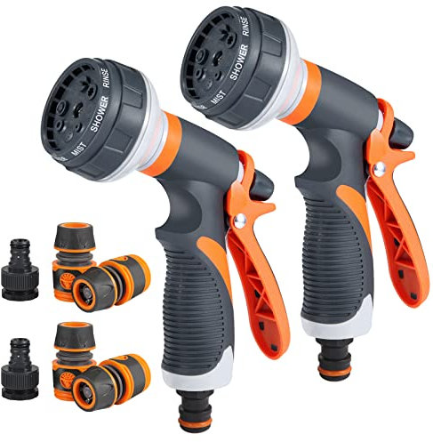 moinkerin Pistola de Riego Pistola Agua Jardin Pistola Manguera para Regar Plantas o Céspedes, Limpiar Mascotas, Limpiar Ventanas Manguera de 1/2''(2, Naranja)