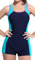 Attraco Damen Einteilige Badeanzug Push Up Bauchweg Slim Fit Bademode Swimsuit Sexy Sport Schwimmanzug Blau S