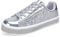 UUBARIS Damen Glitzer Tennis Sneakers Floral Dressy Sparkly Sneakers Strass Bling Hochzeit Brautschuhe Glänzende Pailletten Schuhe, Silber Glitter, 40 EU