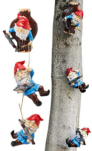 Gartenzwerg Baum Hugger SWAT Klettern Team Figuren, entzückende Gartendekoration, 3 Stück langlebige, bunte, Hof oder Terrasse, 16.5 cm Weihnachtsskulptur