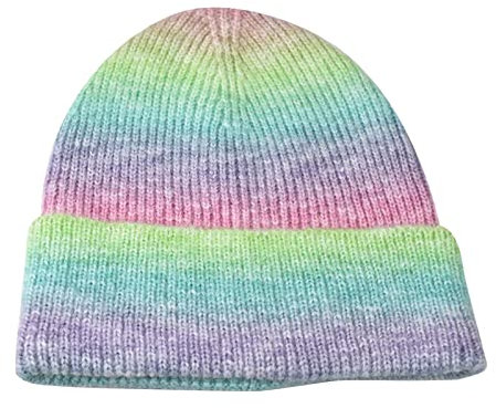 Strick Damen für Winter Bommelmütze Regenbogen-Drahtziehdreieck geprägtes reflektierendes Vinyl-Kunstleder für die Herstellung von Schuhoberteilen, BeanieMütze Warme Unisex Wintermütze Strickmütze