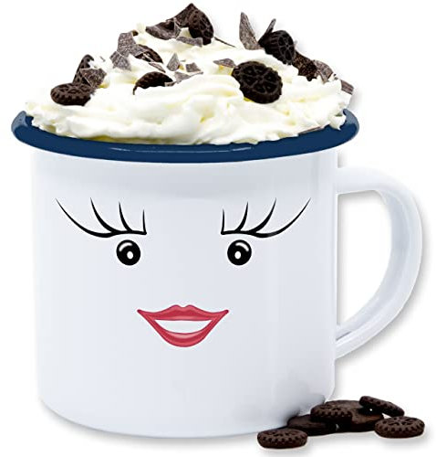 Emaille Tasse Blechtasse - Karneval & Fasching - Tassen - Partner Kostüm Milch und Schokolade Milky Partnerkostüm I Paar Kostüm Milky and Chocolate couple costume - 300 ml - Weiß Blau