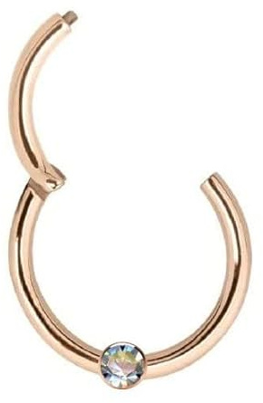41002-10 Piercing Clicker I Real Diamond + Real 585 Solid Rose Gold I The Authenticity of the Item described below is hereby Guaranteed I