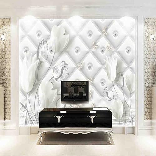 Benutzerdefinierte 3D-Fototapete im modernen europäischen Stil Weiße Calla-Lilien-Blume Stereo Soft Bag TV-Hintergrund-Wand-Papier-Wandbild