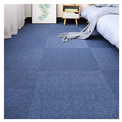 XLIHAWY Teppichboden- Gewerbliche Teppichfliesen, rutschfeste Teppichfliesen Zum Abziehen Und Aufkleben, Einfache Installation DIY Spleißmatten, 3 Farbe Rutschfester Fußpolster (Farbe : Blau, Größe