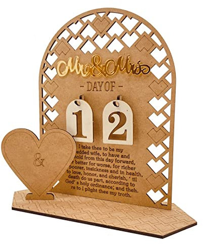 Hochzeits-Countdown-Kalender, Holz-Hochzeitskalender, Countdown-Pendel, rustikaler Countdown-Kalenderblock, Verlobungsgeschenke für Paare, Hochzeitstag, Feier (Typ A)