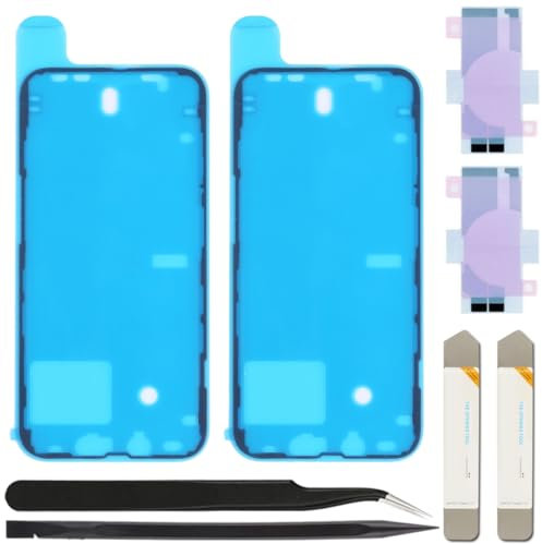 ZHUROUPU Adesivo adesivo pre-taglio impermeabile 7pc Compatibile con per iPhone 13, adesivo per lo schermo LCD e nastro adesivo per colla a batteria interna e strumento di rimozione (6,1 pollici/nero)