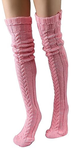BIBOKAOKE Stricken Wintersocken Damen Kniestrümpfe Lang Overknee Strümpfe Strumpfhosen Stricksocken Stützkniestrümpfe Gestrickte Socken Hoc Socken Winter Strümpfe Warme Socken