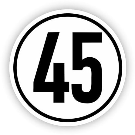 Wildebabsklbt 20 cm 2 Stück Hochwertige Schild Aufkleber-Folie Sticker Decal 45-Kmh Geschwindigkeitsschild Max. Geschwindigkeit Stvzo §58.Svg 20mm Din-1451 Vz 274-45 S480