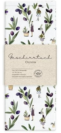 Grätz Verlag GmbH Geschirrtuch 100% Baumwolle, Geschenkidee, Küchen Accessoire, Motiv, Geschenk, Küche, Kochen, Grillen (Oliven)