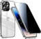 Anti Spy Hülle für iPhone 15 Pro,360 Grad Schutzhülle,Privacy Case mit Sichtschutz Gehärtetes Glas,Vorne hinten Magnetische Metallrahmen Anti peeping Handyhülle für iPhone 15 Pro 5G,Titan Silber