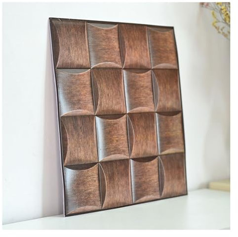 3D Self Adhesive Wall Panels,3D Wall Panels Peel and Stick, Wooden Wall Panels,Waterproof Self Adhesive PVC,3D Wall Paneling Retro Panels for Living Room Bedroom Kitchen (11.8 * 11.8 inch*10pcs)