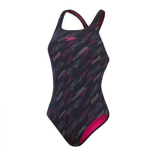 Speedo HyperBoom Allover Medalist Costume da Bagno per Donna, Nero/Rosa, 42 IT