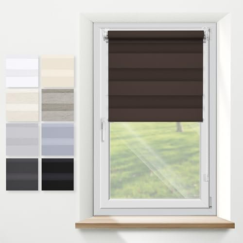 Estores Enrollables sin Taladrar - Tuki Systems® I Estores Noche y Dia I a Medida Estores sin Taladrar I Ancho: 30-109 cm I Alto: 60-220 cm I 27 Colores I Fabricado UE I Encargue su Ventana a Medida