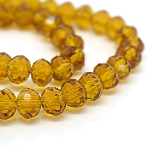 Faceted Glass Rondelle Beads for Jewellery Making 4mm,6mm,8mm,10mm - Pick Size and Colour (8X6MM - (130PCS), Topaz)