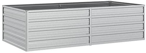 Makastle Jardiniere sur Pieds, Espace Potager sur Pied Jardinage Exterieur Jardin et Balcon, boîtes de Jardin, Lit de Jardin Surélevé, Potager de Jardin Surélevé, 160x80x45 cm Acier galvanisé Argenté