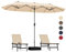 COSTWAY Grand Parasol de Jardin Exterieur avec Pied, 400 x 200 cm, Parasol Double XXL avec Manivelle, 8 Personnes, Toile en Polyester, pour Terrasse, Patio, Piscine (Beige)