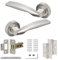 Decoranddecor Solitude Satin Nickel Door Lever Handles On 54mm Rose Aluminium Curved Design with Latch and Hinge Kit