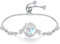 FANCIME Bracelet Arbre de Vie Femme, Argent Sterling 925 Plaqué Or Blanc 14K avec Pierres de Lune, Bijou Cadeau Anniversaire, Longueur Réglable