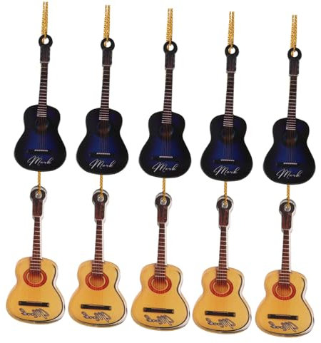 GOOHOCHY Miniatur-weihnachtsinstrumente Mini-gitarrenmodell Gitarrendekor Für Weihnachtsbaum Wohnzimmer Schreibtisch Partydekoration