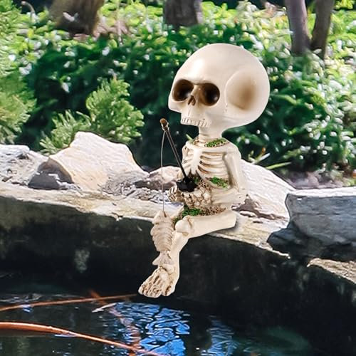 Statua Scheletro, Scheletro Resina Decorazioni Giardino Ornamenti Scheletro Halloween Ornamento da Giardino per la Decorazione della Scrivania della Casa della Fontana dello Stagno