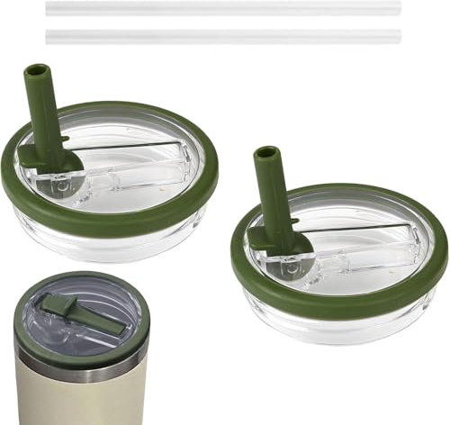 Stanley Cup Lid Replacement - 4 PCS Leak Proof Lid for 40 Oz Tumbler, Reusable Cover (Dark Green)