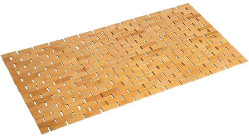 Bamboo Bath Mat Bathroom Runner Long Large Rugs Floor Wood Shower Bathtub Waterproof Non Slip Accessories 16x34 Inch Easy to Clean, Natural, 1 pc